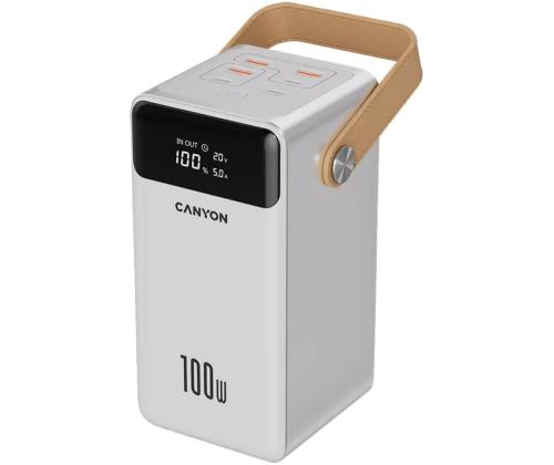 Canyon OnPower 610, 60 000 mAh, 100 W, USB-A, USB-C, valge - Akupank