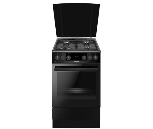 Hansa, 65 L, laius 50 cm, mattmust - Gaasipliit elektriahjuga