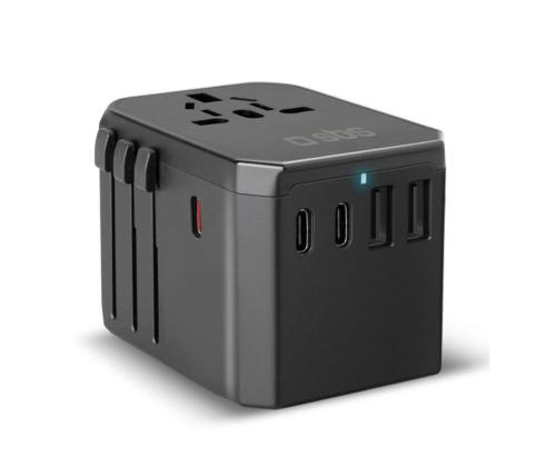 SBS GaN universal travel adapter, 70 W, must - Vooluadapter