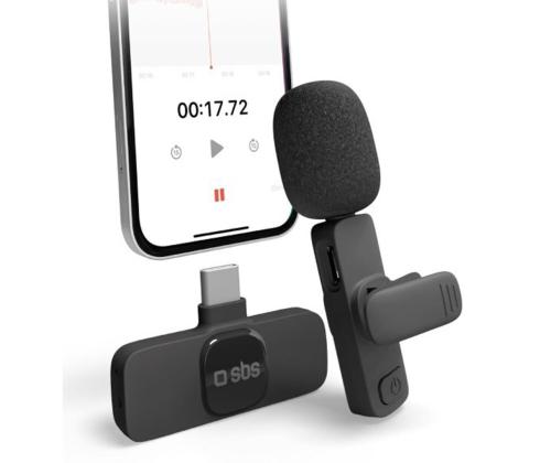 SBS Wireless Microphone, USB-C, must - Juhtmevaba mikrofon