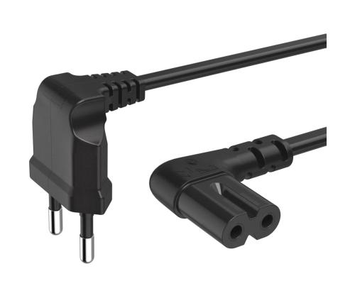 Hama Power Cord, 2-pin 90°, 1,5 m, must - Voolukaabel