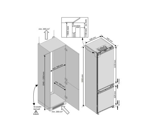 Beko, 284 L, kõrgus 194 cm - Integreeritav külmik