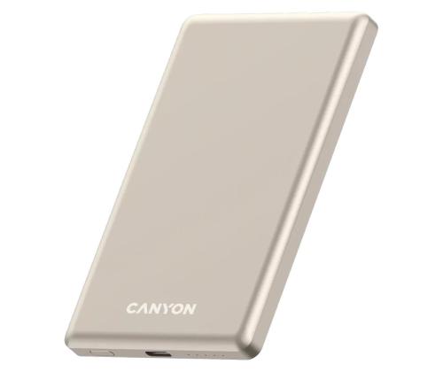 Canyon OnCharge 505 Slim Magsafe, 5000 mAh, juhtmevaba laadimine, USB-C, beež - Akupank