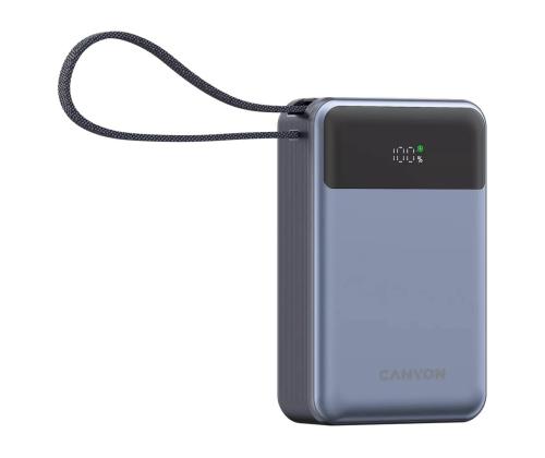 Canyon OnPower PB-600, 20000 mAh, USB-A, USB-C, must/hõbe - Powerbank