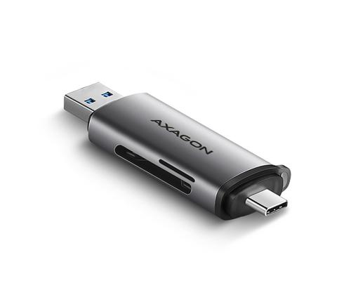 AXAGON CRE-SAC SuperSpeed USB-C / USB-A Card Reader, tumehall - Mälukaardilugeja