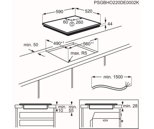 Electrolux 600 Seeria Bridge Hob2Hood, laius 59 cm, must - Integreeritav induktsioonpliidiplaat