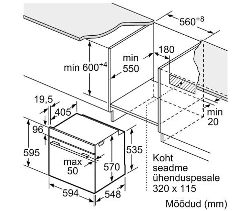 Bosch, 71 L, pürolüütline puhastus, must - Integreeritav ahi
