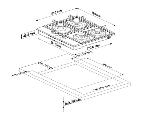 Beko, laius 58 cm, must - Integreeritav gaasipliidiplaat