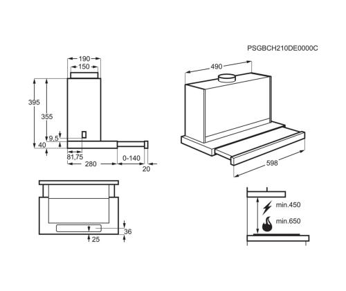 Electrolux, 600 m³/h, laius 59,8 cm, hall - Integreeritav õhupuhasti
