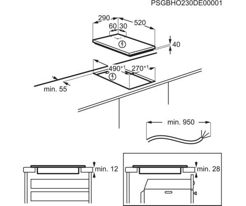 Electrolux 300 Domino, raamita, laius 29 cm, must - Integreeritav keraamiline pliidiplaat