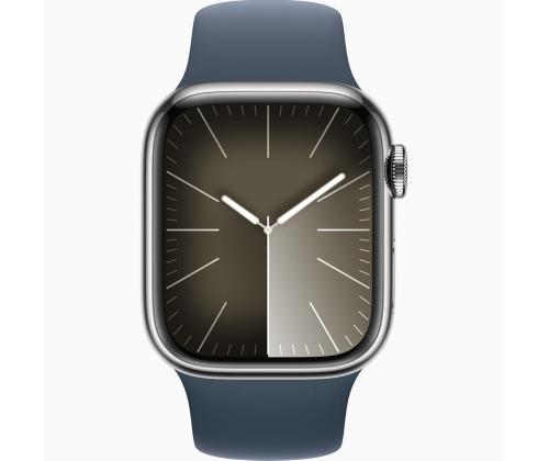 Apple Watch Series 9 GPS + Cellular, 41 mm, Sport Band, S/M, hõbe roostevaba teras / sinine - Nutikell