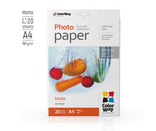 ColorWay A4, 190 g/m², 20 lehte, matt - Fotopaber
