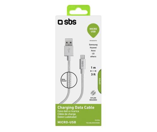 SBS Silver Metal Braided, USB-A - Micro USB, hõbe - Kaabel