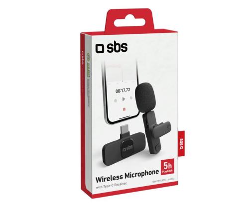 SBS Wireless Microphone, USB-C, must - Juhtmevaba mikrofon