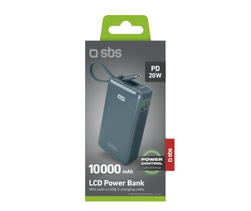 SBS LCD Power Bank, 10000 mAh, helesinine - Akupank