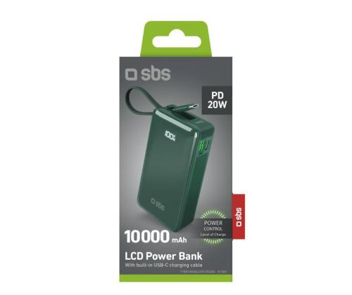 SBS LCD Power Bank, 10000 mAh, roheline - Akupank