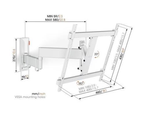 Vogel's 3443W Comfort Full-Motion, 32" - 65", valge - Teleri seinakinnitus