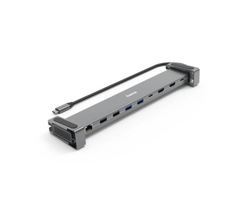 Hama Connect2Office Basic, USB-C Hub, 9 porti, 100 W, hall - Sülearvutidokk