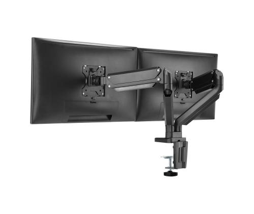Deltaco Dual Gas Spring, 17"-32", 8 kg, 2 monitori, must - Monitori lauakinnitus