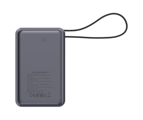 Canyon OnPower PB-600, 20000 mAh, USB-A, USB-C, must/hõbe - Powerbank