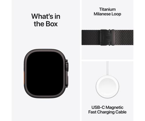 Apple Watch Ultra 2, 49 mm, Titanium Milanese Loop, Medium, must titaan / must - Nutikell
