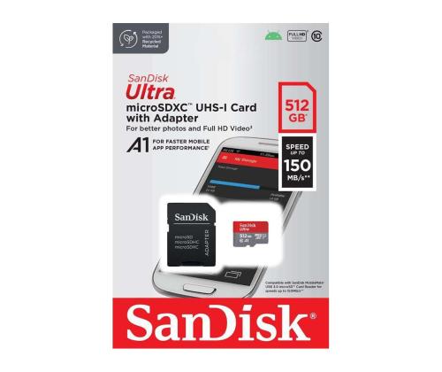 SanDisk Ultra microSDXC, 512 GB, hall - MicroSD mälukaart SD adapteriga