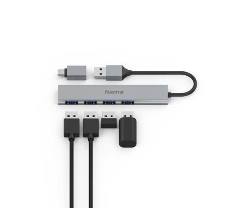Hama USB Hub, 4x USB 3.2 Gen 1, USB-C adapter, hall - USB jagaja