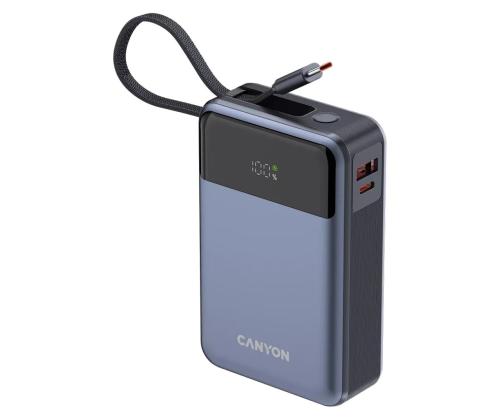 Canyon OnPower PB-600, 20000 mAh, USB-A, USB-C, must/hõbe - Powerbank
