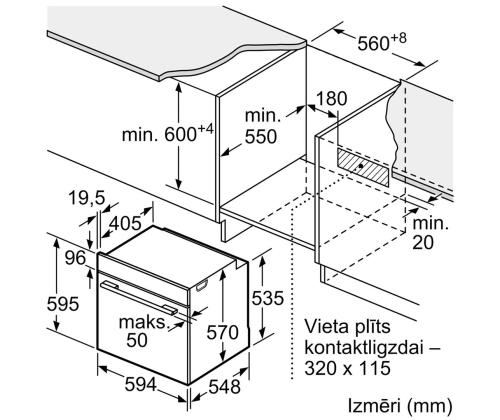 Bosch, 71 L, pürolüütline puhastus, must - Integreeritav ahi