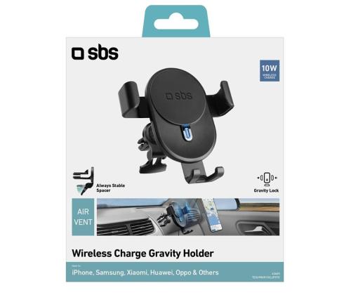 SBS, 10 W, must - Juhtmevaba laadija / telefonihoidja autosse