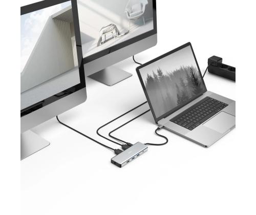 Hama CONNECT2Media, USB-C Hub, 9 porti, 100 W, hall - Sülearvutidokk