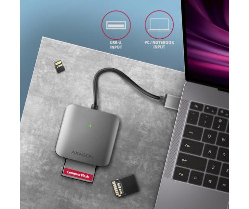AXAGON CRE-S3 SuperSpeed USB-A UHS-II Reader, tumehall - Mälukaardilugeja