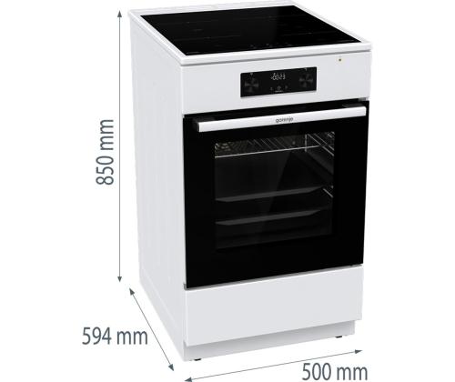 Gorenje, 70 L, laius 50 cm, valge - Induktsioonpliit elektriahjuga