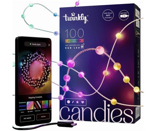 Twinkly Candies Pearls, RGB, 100 LED, USB-C, 6 m, läbipaistev - Nutivalgusti