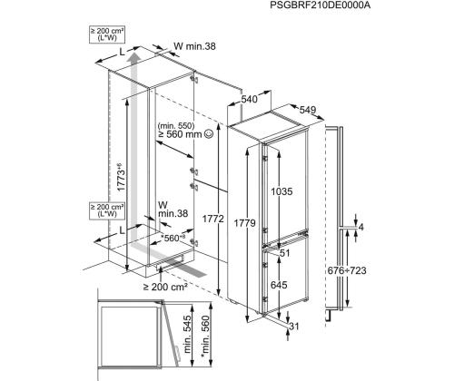 Electrolux 500, Low Frost, 271 L, 178 cm - Integreeritav külmik