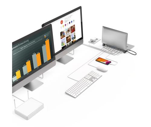 Hama Connect2Office Basic, USB-C Hub, 9 porti, 100 W, hall - Sülearvutidokk