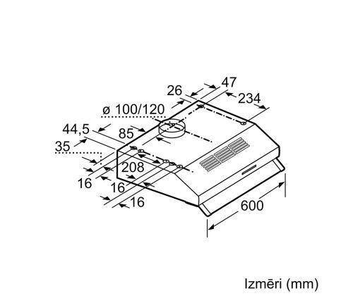 Bosch, 350 m³/h, laius 60 cm, valge - Õhupuhasti