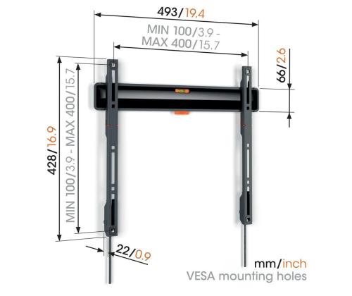 Vogel's TVM 3403 Fixed, 32''-77'', must - Teleri fikseeritud seinakinnitus