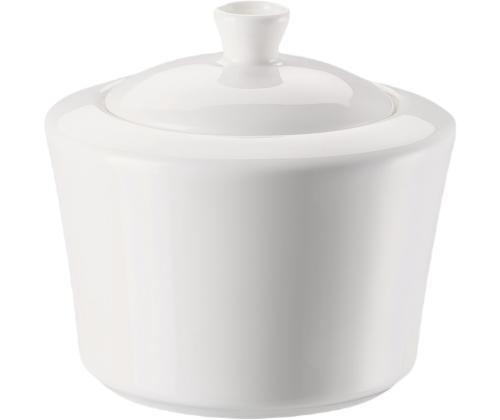 Suhkrutoos kaanega keraamiline valge