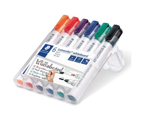 Tahvlimarkerite komplekt STAEDTLER Lumocolor 351 koonilise otsaga 6 värvi