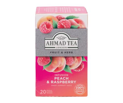 Taimetee AHMAD virsik ja vaarikas 20tk ümbrikus