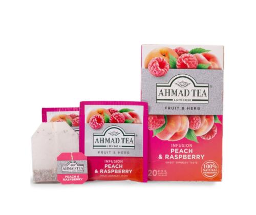 Taimetee AHMAD virsik ja vaarikas 20tk ümbrikus