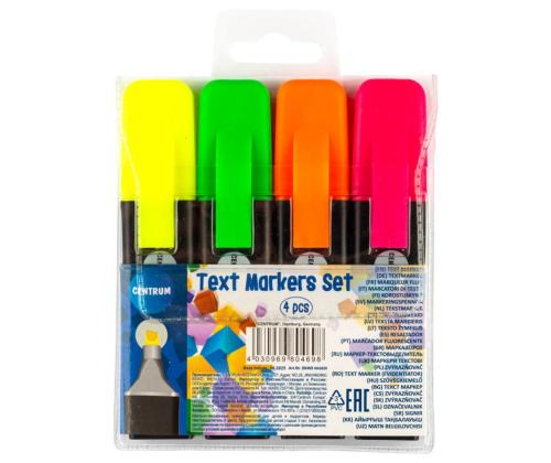 Tekstimarkerite komplekt CENTRUM 4 värvi