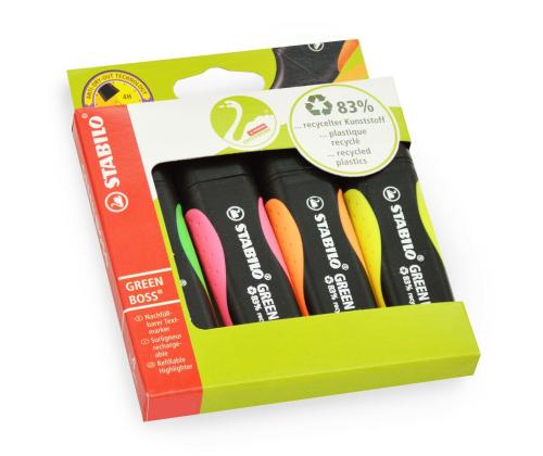 Tekstimarkerite komplekt STABILO Green Boss 4 värvi