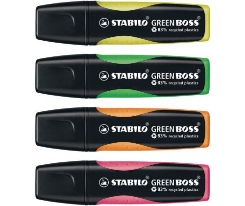 Tekstimarkerite komplekt STABILO Green Boss 4 värvi