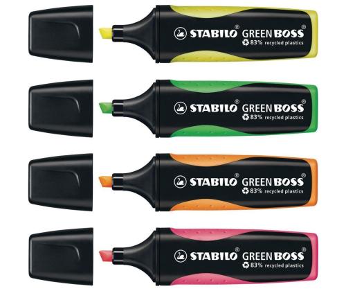 Tekstimarkerite komplekt STABILO Green Boss 4 värvi