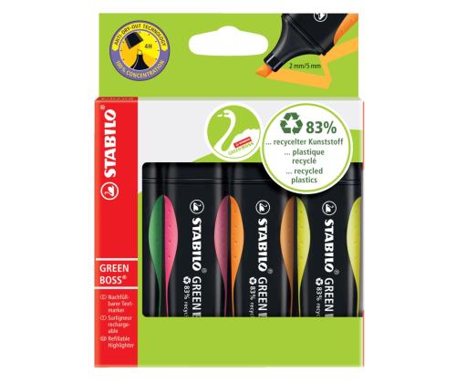 Tekstimarkerite komplekt STABILO Green Boss 4 värvi