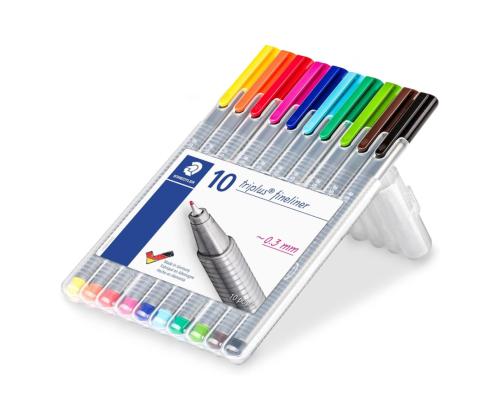 Tindipliiatsite komplekt STAEDTLER Triplus Fineliner 334 0,3mm 10 värvi