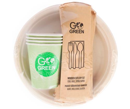 GO GREEN Piknikukomplekt 4-le (biolag./kompost.)