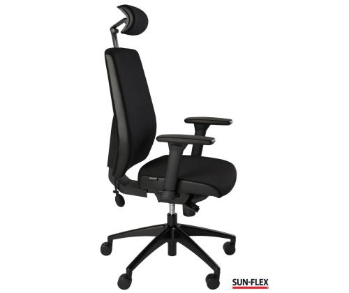 Töötool SUN-FLEX HB 250505 peatoega, regul. käetoedkangas Onyx Black+must alum. jalarist
